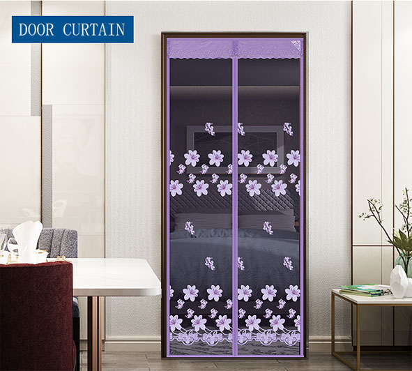Peach Blossom Magnetic Soft Door Curtain Purple Wholesale And customization
