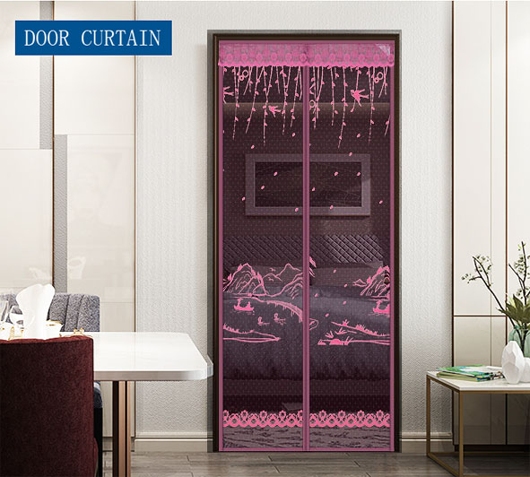 Striped cloth Jiangnan Chunjing Magnetic Soft Yarn Door Curtain Rose Red
