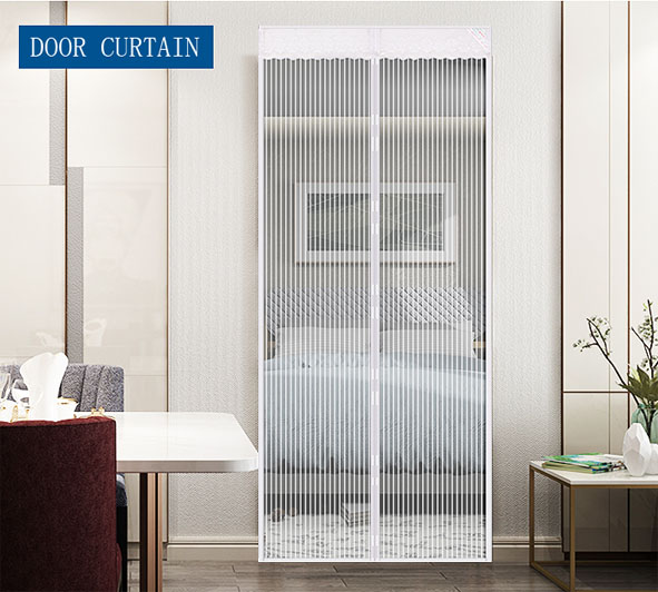 Screen series 2020 new curtains-striped magnetic soft yarn door curtains white