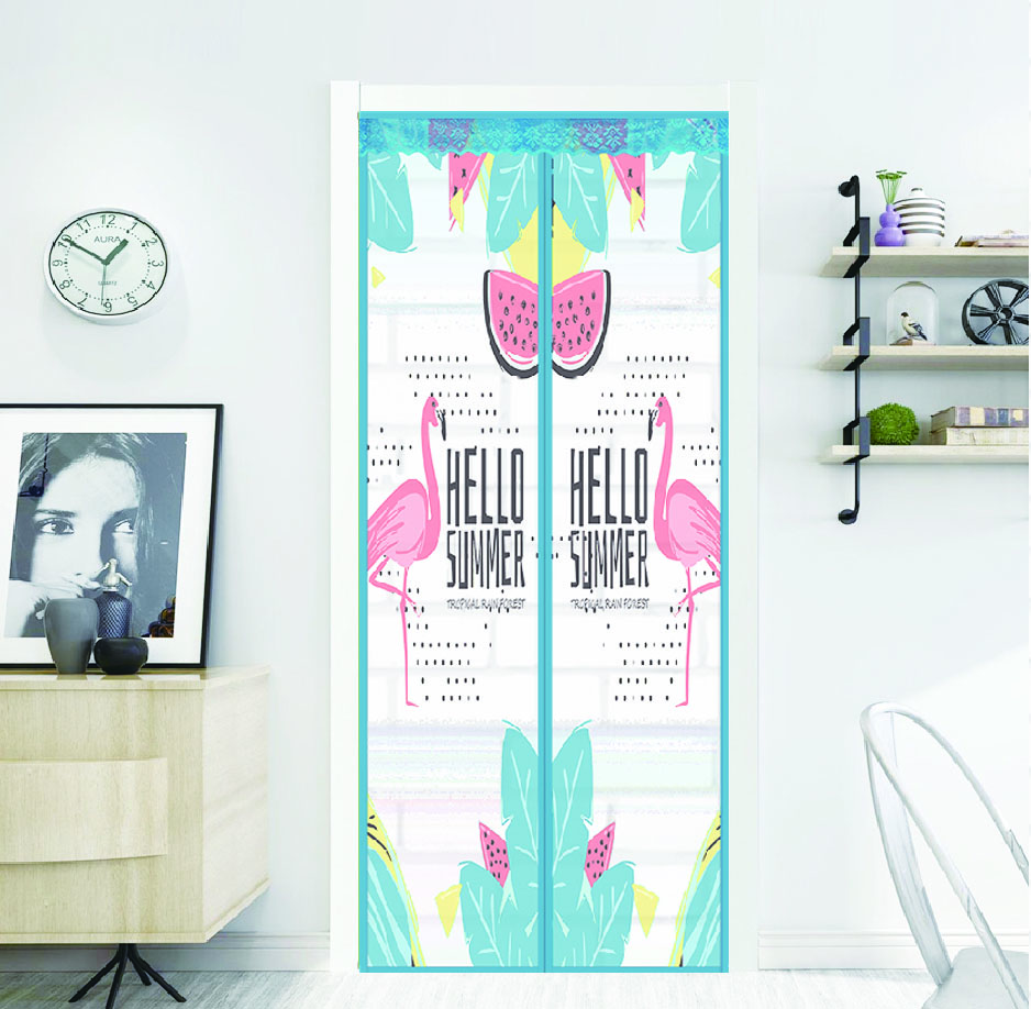 Purchase Polyester Printing insect screen door mosquito net/Magnetic door Curtain/fly screen door Flamingo Blue