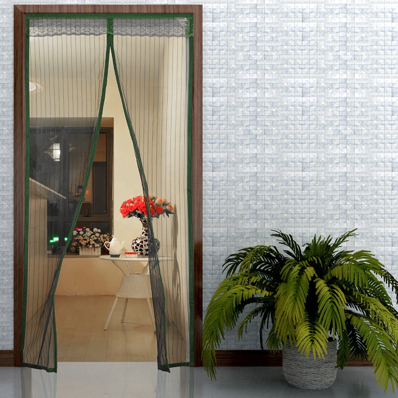 Latest design polyester curtain anti mosquito magnetic fly screen door hot sale Green
