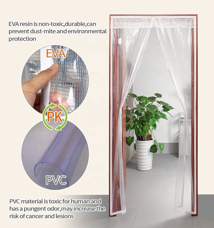 Magnetic Plastic Door Curtain screen EVA Thermal Temporary Door Cover Green