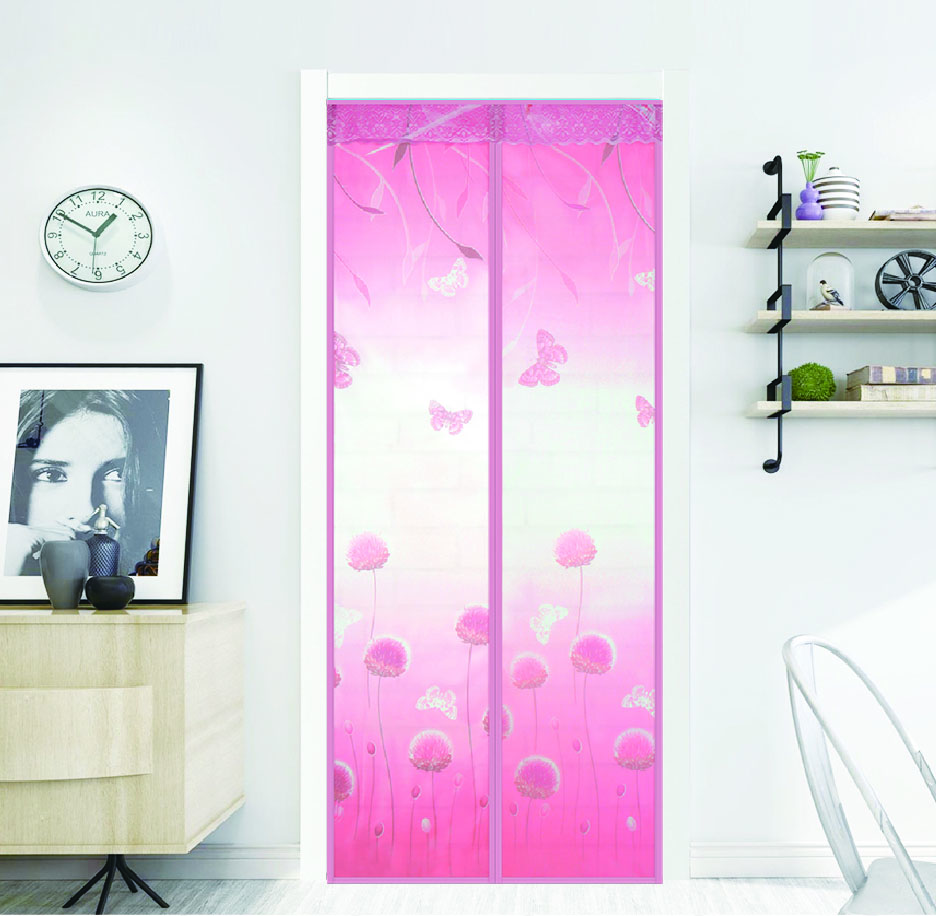 folding antimosquito net sliding screen doors to prevent bugs and mosquitos Butterfly Pink