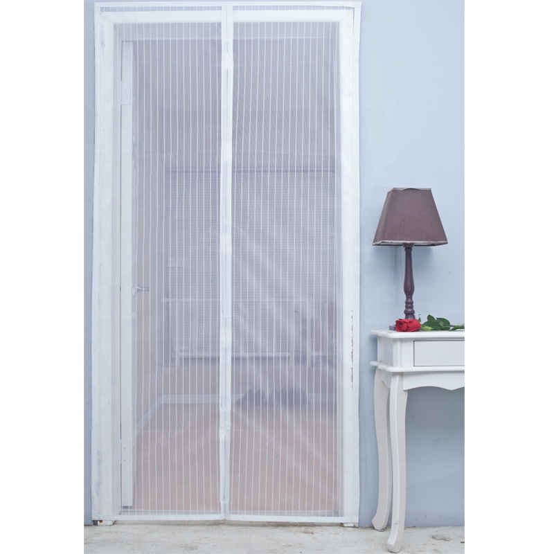 polyester Mesh Door Screens Curtain with Magnets Closure Wine Red